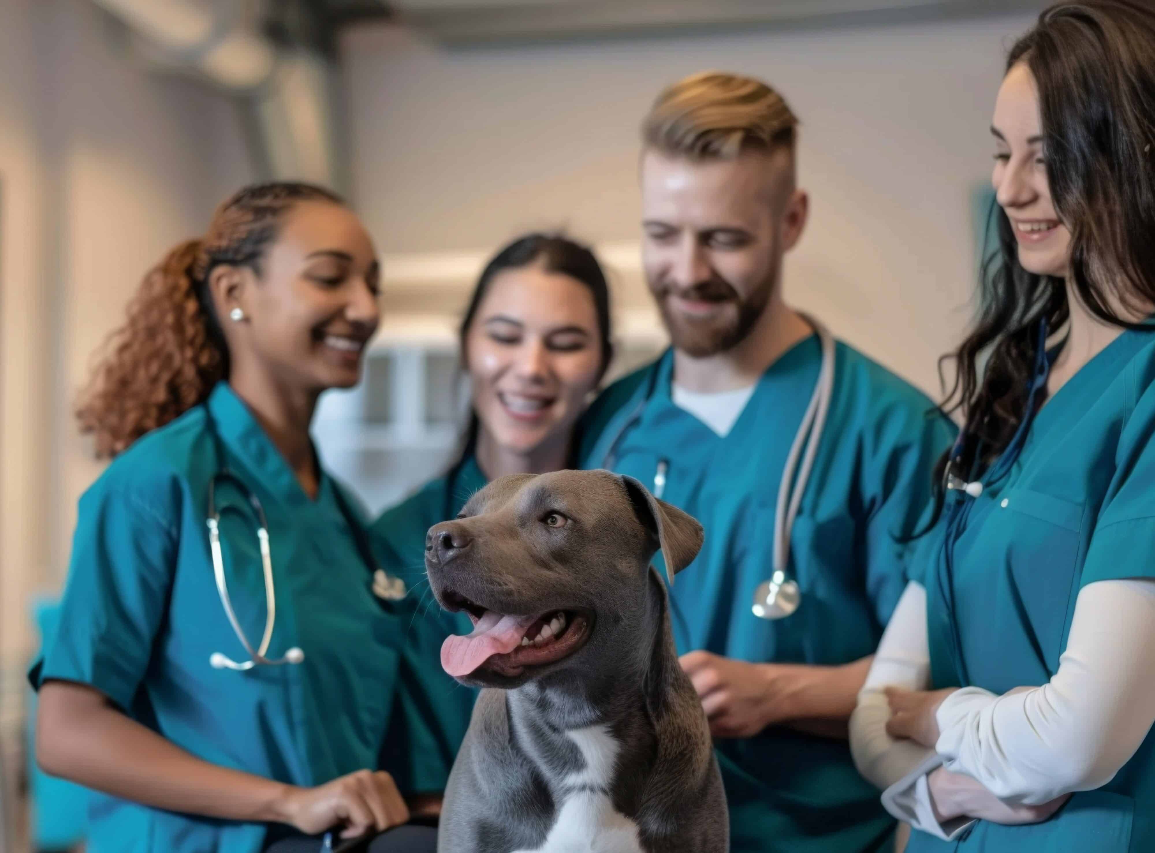 group of diverse veterinarians working together
