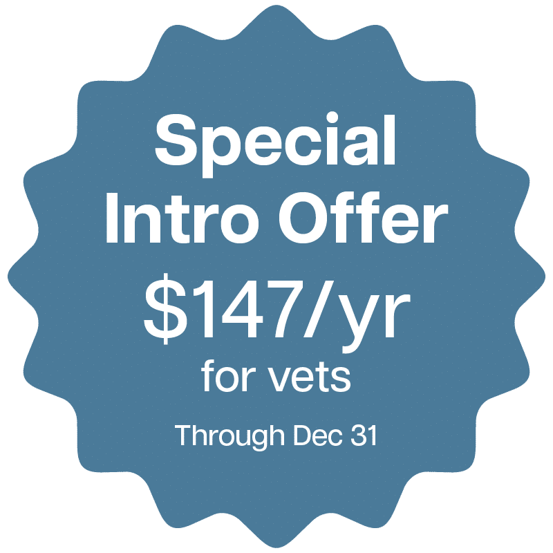 Special Intro Offer: $147/yr for vets, through Dec 31